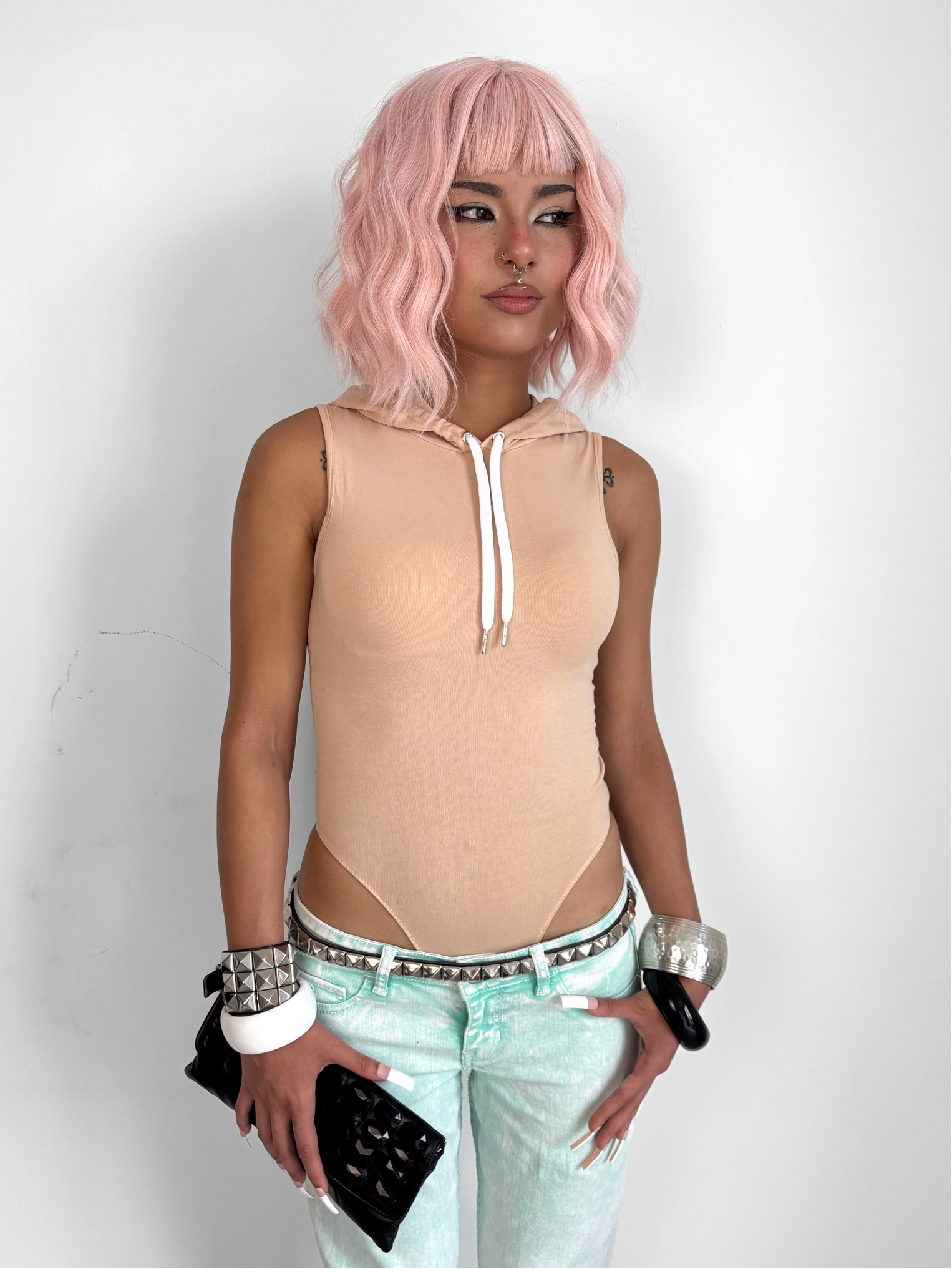 Nude Hoodie Bodysuit